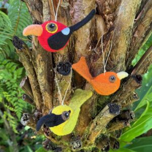 Felt Ornament Designed by Bits & Birbs  ʻIʻiwi, ʻAkiapōlāʻau, or Hawaiʻi ʻAkepa *RESTOCKED*