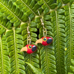 Earrings Designed by Bits & Birbs 18k gold plated ʻIʻiwi/'Akiapōlāʻau/Hawaiʻi ʻAkepa