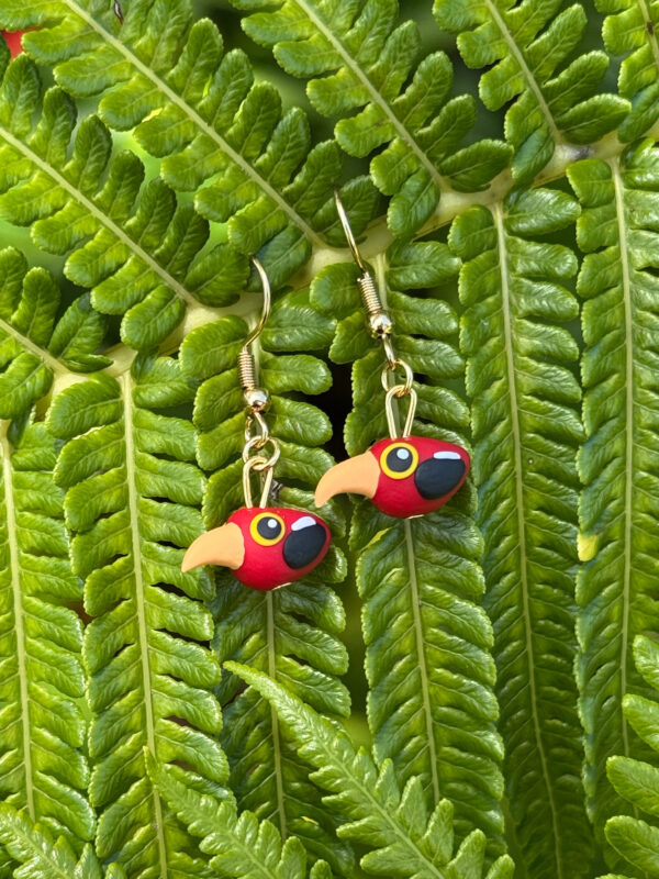 Earrings Designed by Bits & Birbs 18k gold plated ʻIʻiwi/'Akiapōlāʻau/Hawaiʻi ʻAkepa