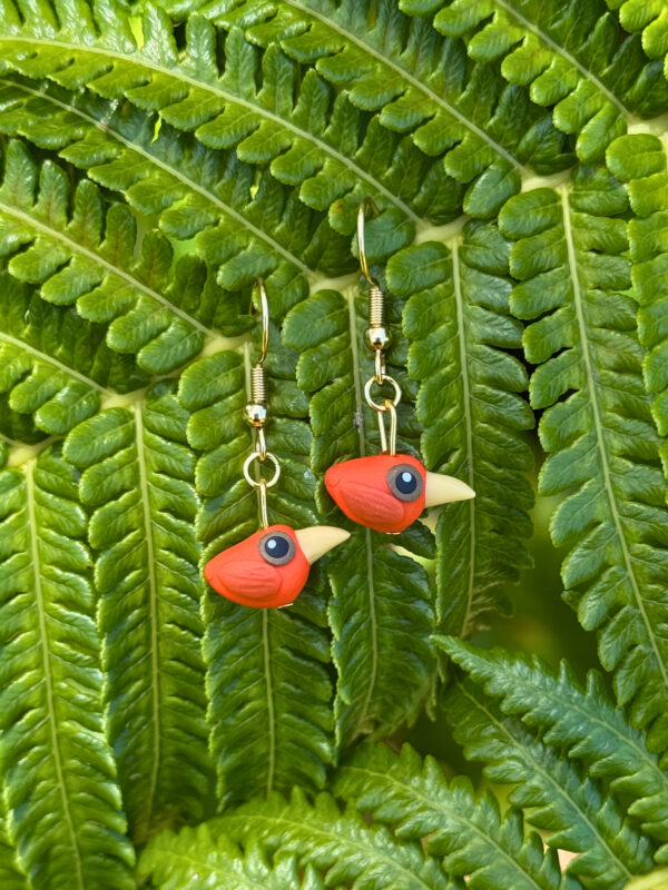 Earrings Designed by Bits & Birbs 18k gold plated ʻIʻiwi/'Akiapōlāʻau/Hawaiʻi ʻAkepa - Image 4